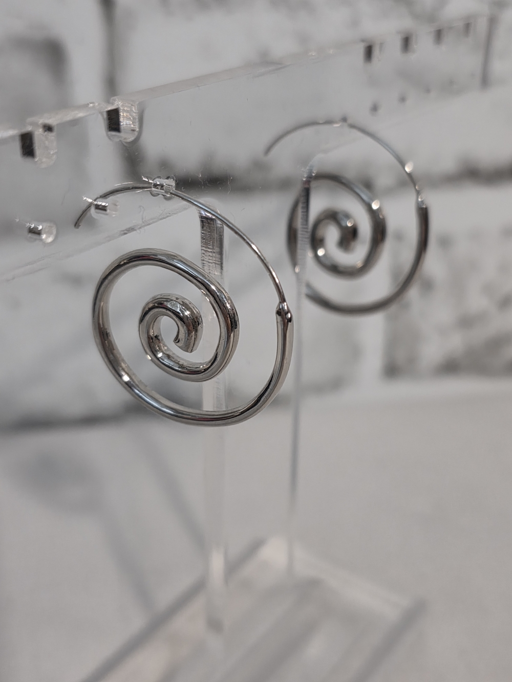 Silver Spiral Hoop Earrings